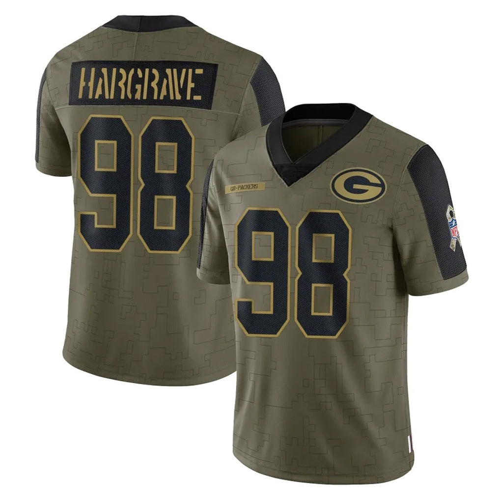 GB.Packers #98 Javon Hargrave Player Olive Salute To Service Limited Game ROCER Stitched Jerseys