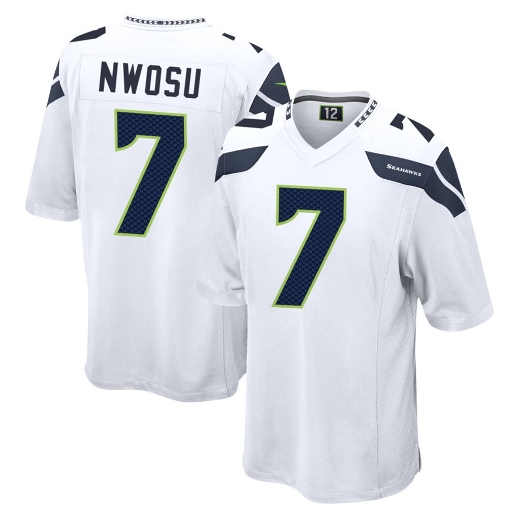 S.Seahawks #7 Uchenna Nwosu Player White Home Game ROCER Stitched Jerseys