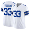 D.Cowboys #33 Javonte Williams Player White Limited Vapor F.U.S.E. Home Game ROCER Stitched Jerseys