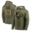 C.Bengals #53 Boye Mafe Player Olive Salute to Service Pullover Hoodies Home Game ROCER Stitched Jerseys