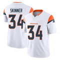 D.Broncos #34 JL Skinner Player White Limited Vapor F.U.S.E. Home Game ROCER Stitched Jerseys