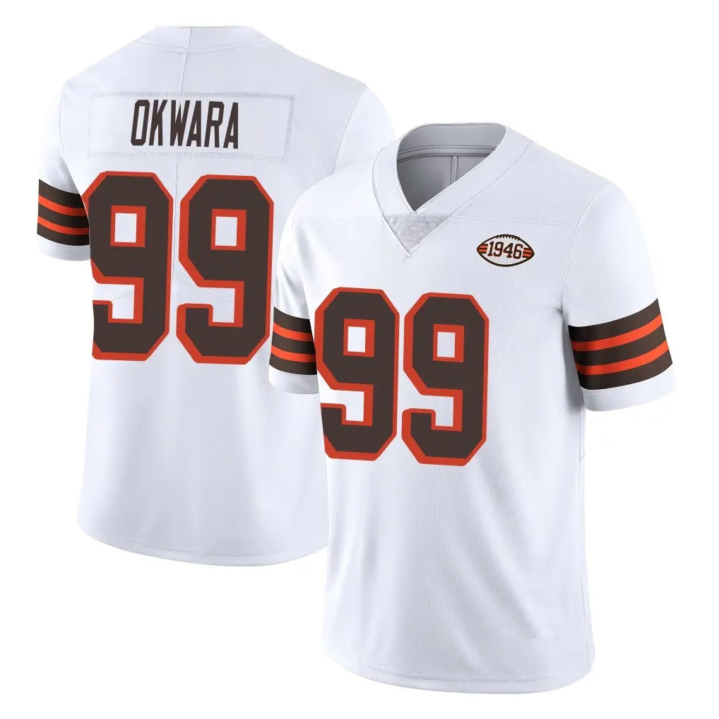 C.Browns #99 Julian Okwara Player White Limited  Vapor 1946 Collection Alternate Game ROCER Stitched Jerseys