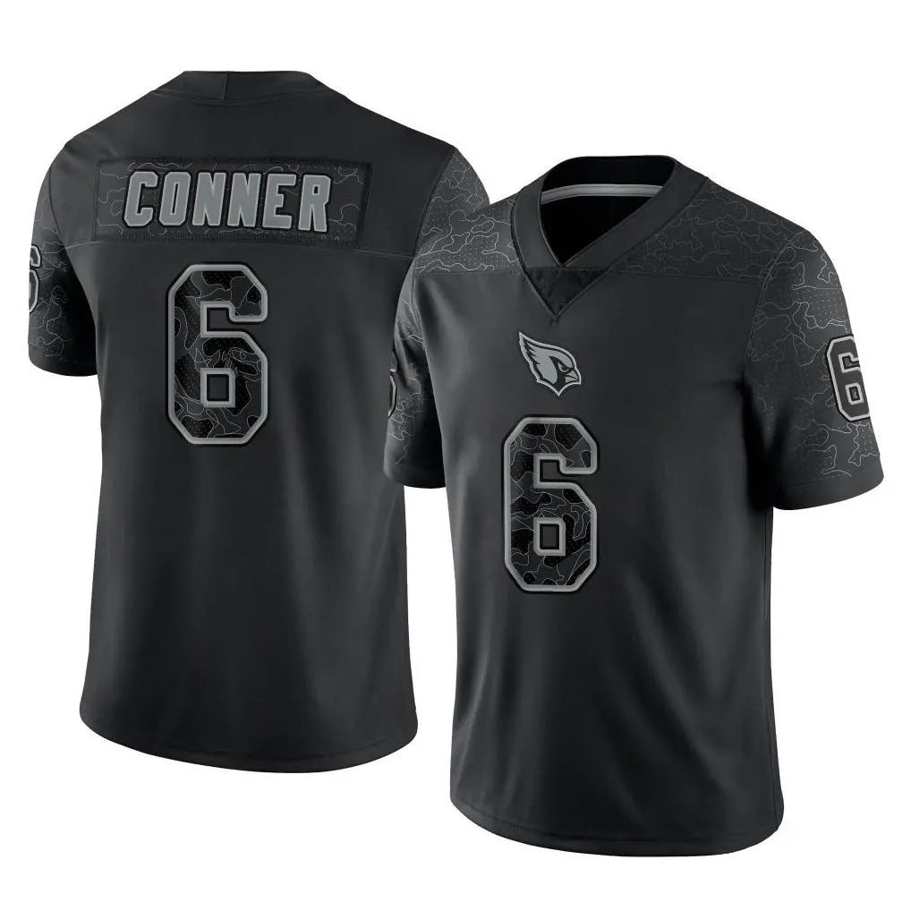 A.Cardinals #6 James Conner Player Black RFLCTV Limited Home Game ROCER Stitched Jerseys