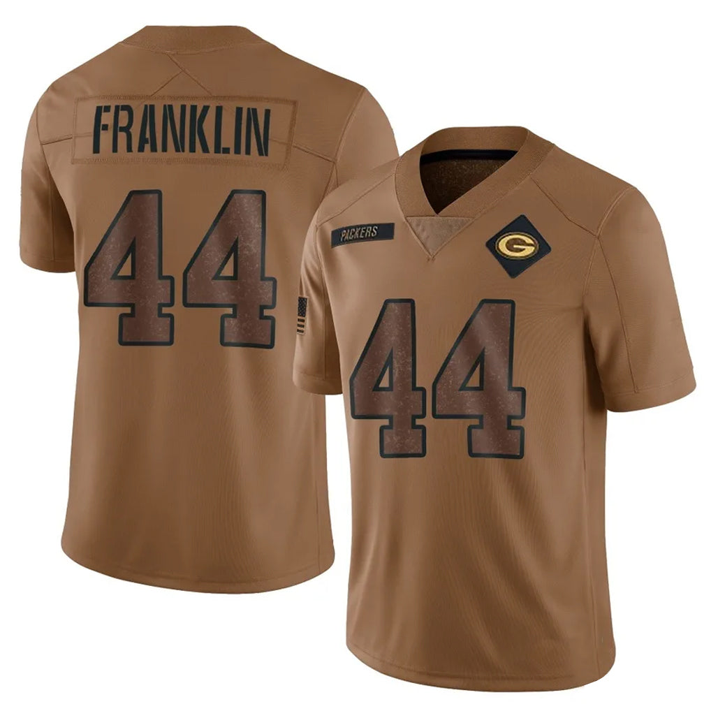 GB.Packers #44 Zaire Franklin Player Brown Salute To Service Limited ROCER Stitched Jerseys