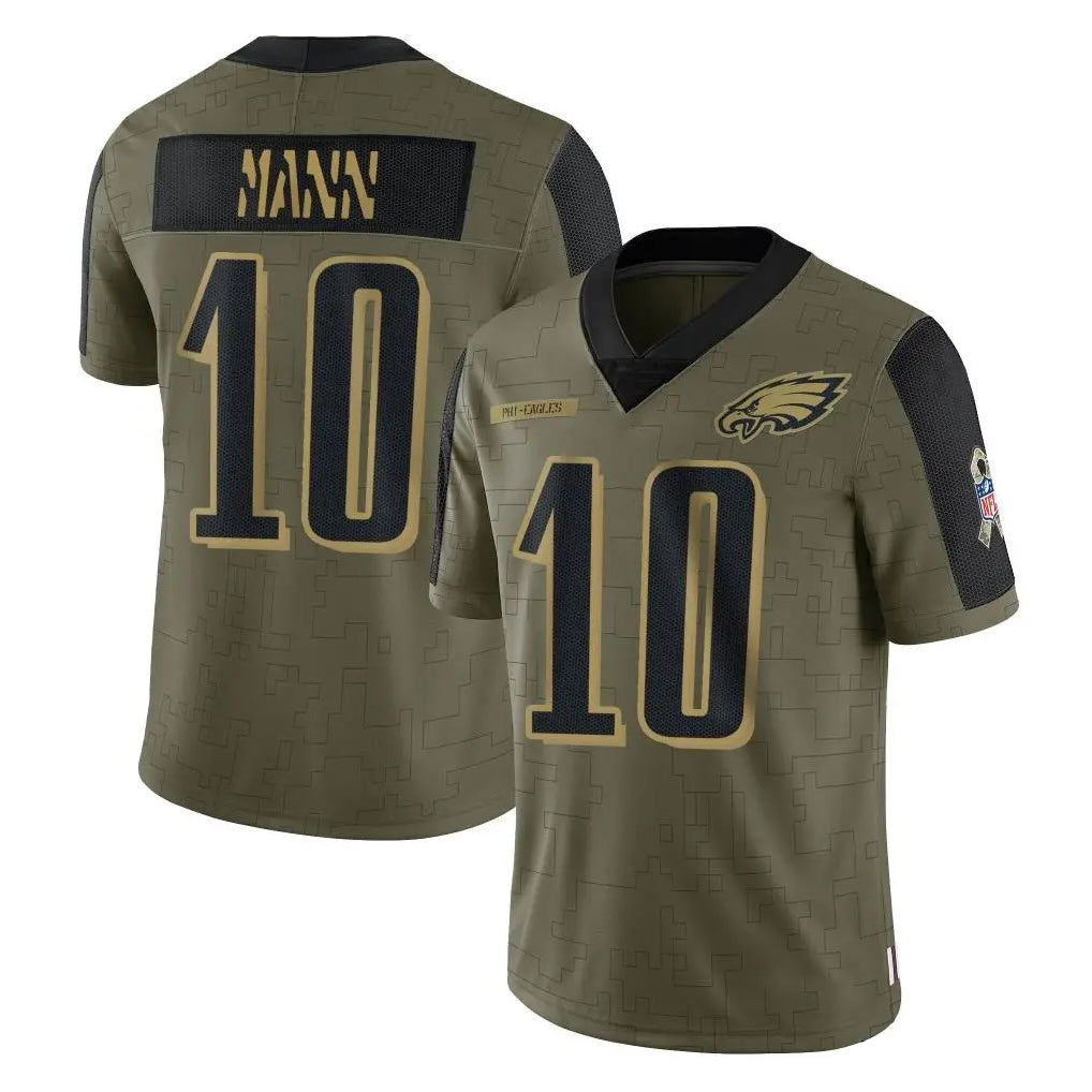P.Eagles #10 Braden Mann Player Olive Salute To Service Limited Game ROCER Stitched Jerseys