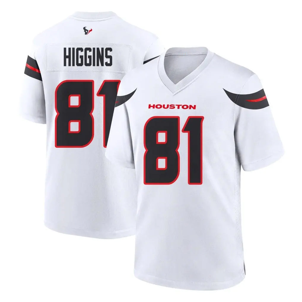 H.Texans #81 Jayden Higgins Player White Home Game ROCER Stitched Jerseys