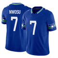 S.Seahawks #7 Uchenna Nwosu Player Royal Limited Throwback Vapor F.U.S.E. Home Game ROCER Stitched Jerseys