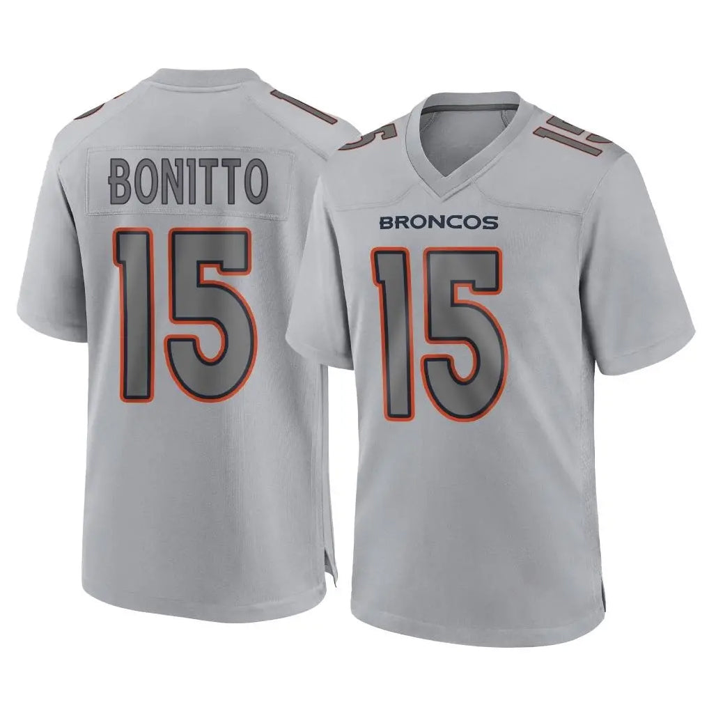 D.Broncos #15 Nik Bonitto Player Gray Atmosphere Fashion Limited Game ROCER Stitched Jerseys