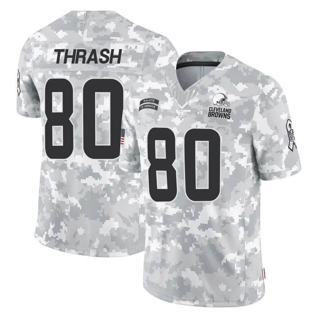 C.Browns #80 Jamari Thrash Player Arctic Camo Salute to Service Limited Home Game ROCER Stitched Jerseys