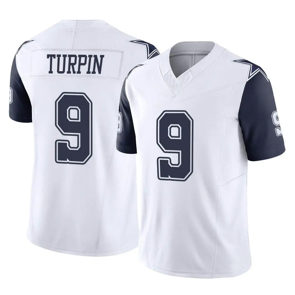 D.Cowboys #9 KaVontae Turpin Player White-Navy Limited Vapor F.U.S.E. Home Game ROCER Stitched Jerseys