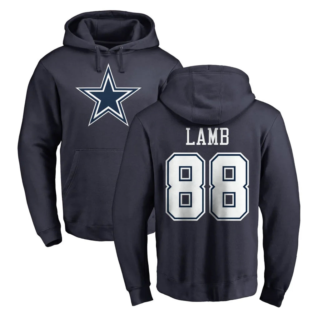 D.Cowboys #88 CeeDee Lamb Player Navy Pullover Hoodies Limited ROCER Stitched Jerseys