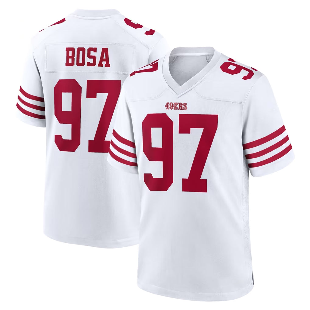 SF.49ers #97 Nick Bosa Player White Game Home ROCER Stitched Jerseys