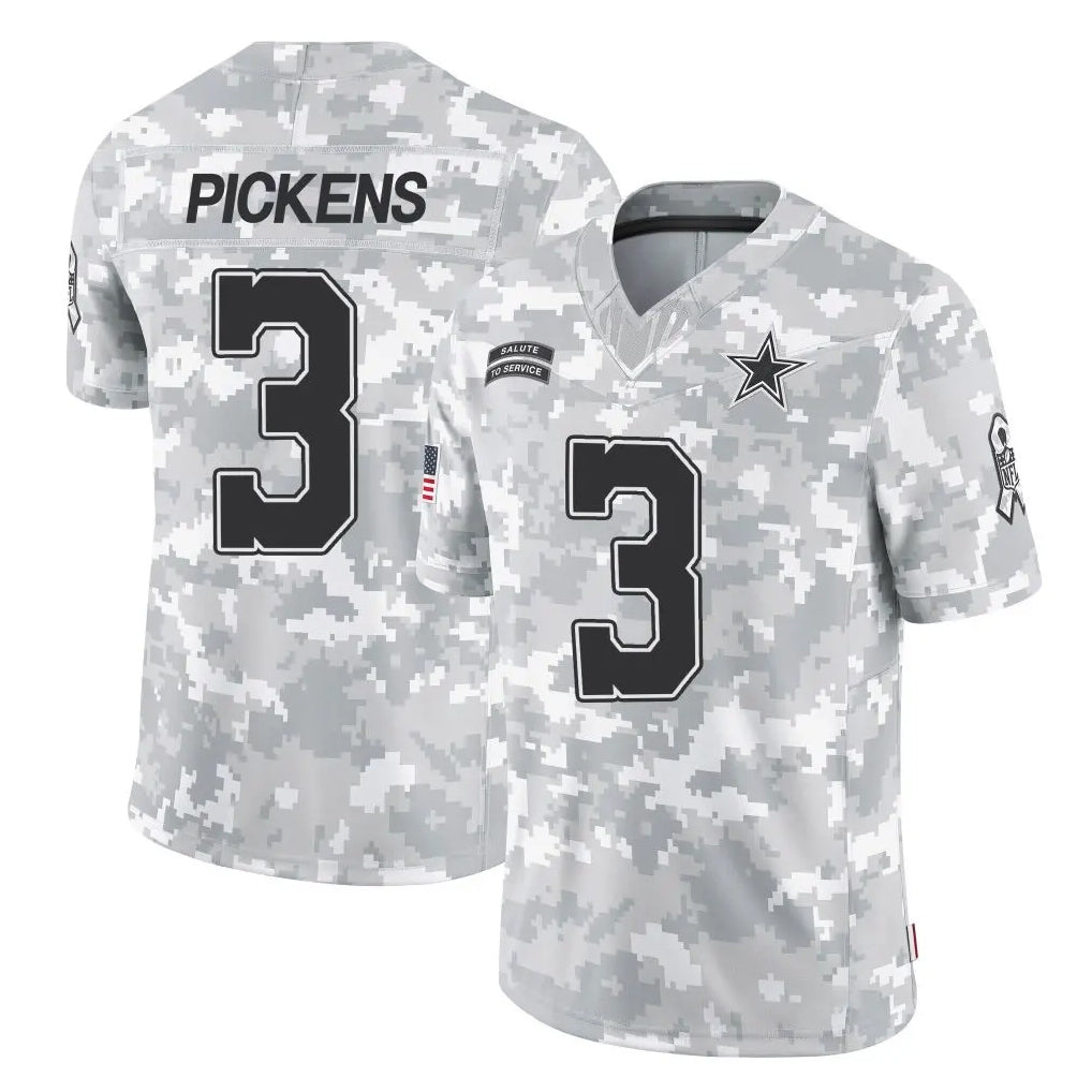 D.Cowboys #3 George Pickens Player Arctic Camo Salute to Service Limited Home Game ROCER Stitched Jerseys