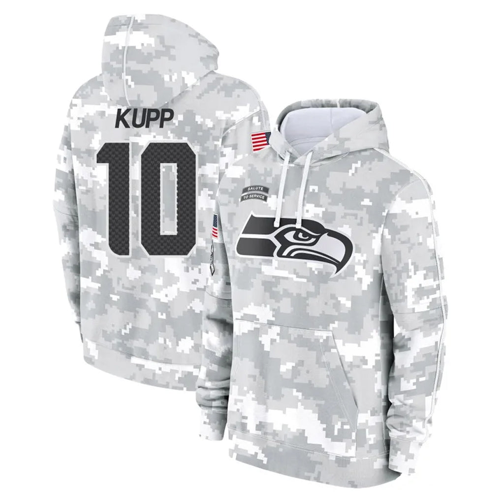 S.Seahawks #10 Cooper Kupp Player Arctic Camo Limited Salute to Service Pullover Hoodies Game ROCER Stitched Jerseys