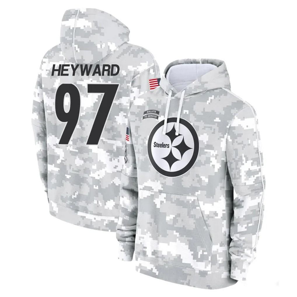 P.Steelers #97 Cameron Heyward Player Arctic Camo Limited Salute to Service Pullover Hoodies Game ROCER Stitched Jerseys