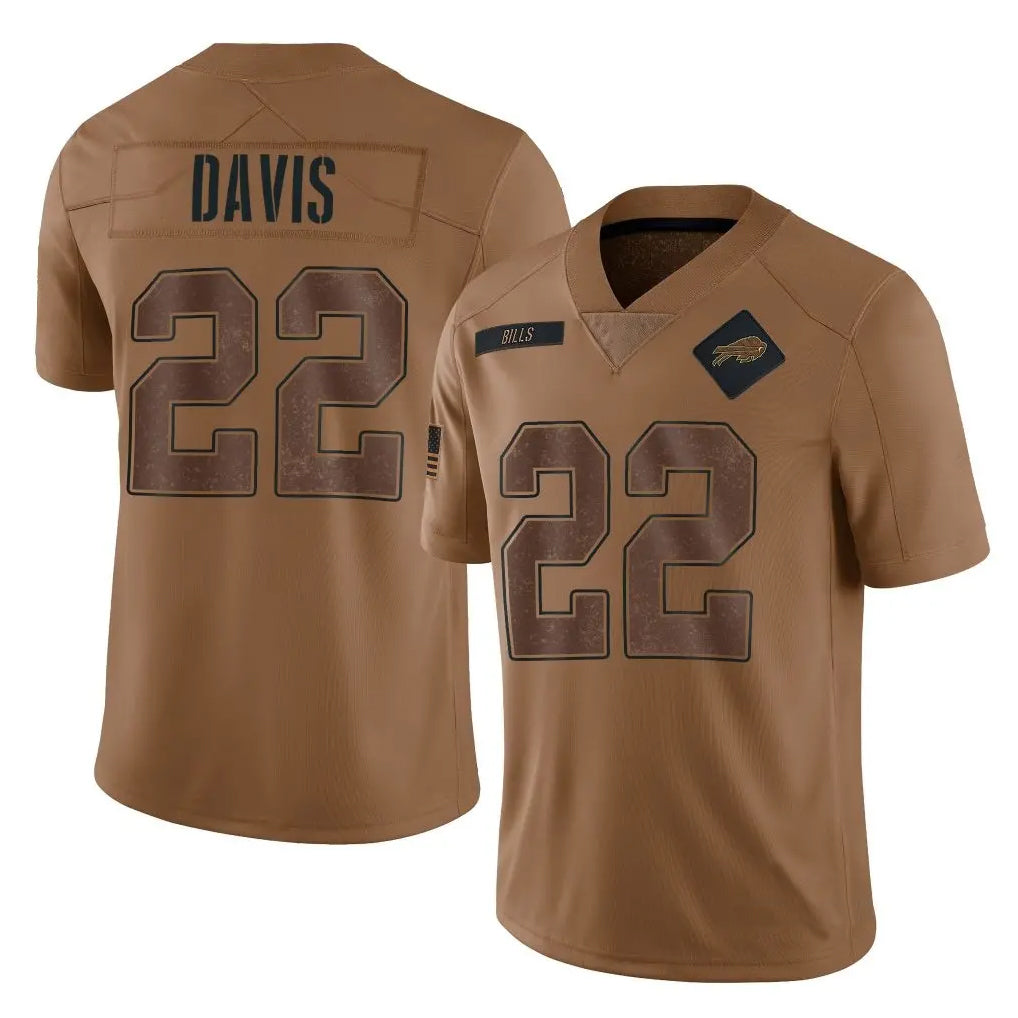 B.Bills #22 Ray Davis Player Brown Salute To Service Limited ROCER Stitched Jerseys