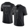 GB.Packers #1 Micah Parsons Player Black Reflective Limited Home Game ROCER Stitched Jerseys