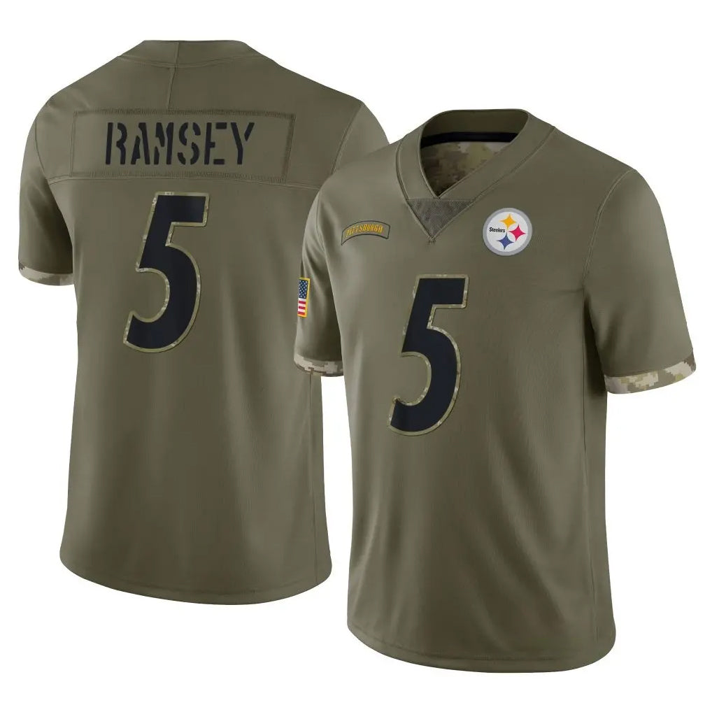 P.Steelers #5 Jalen Ramsey Player Olive Limited Salute To Service Home Game ROCER Stitched Jerseys