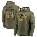 A.Falcons #63 Chris Lindstrom Player Olive Salute to Service Club Fleece Hoodie ROCER Stitched Jerseys