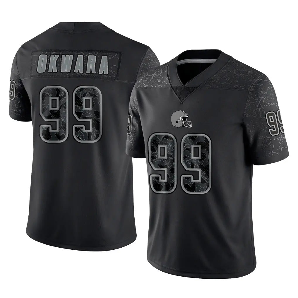 C.Browns #99 Julian Okwara Player Black Reflective Home Game ROCER Stitched Jerseys