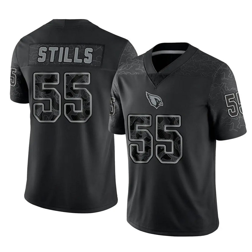 A.Cardinals #55 Dante Stills Player Black RFLCTV Limited Home Game ROCER Stitched Jerseys