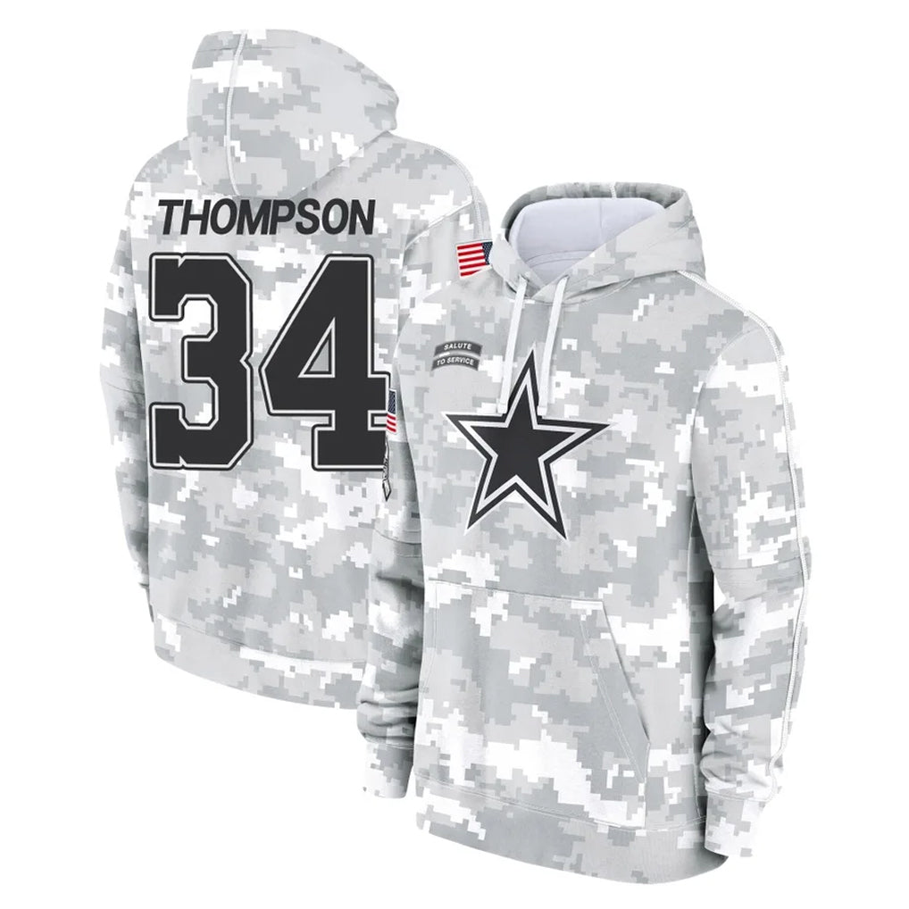 D.Cowboys #34 Jalen Thompson Player Arctic Camo Salute to Service Hoodies Limited Game ROCER Stitched Jerseys