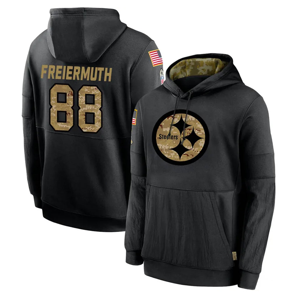 P.Steelers #88 Pat Freiermuth Player Black Salute to Service Hoodies Limited Game ROCER Stitched Jerseys