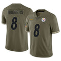 P.Steelers #8 Aaron Rodgers Player Olive Limited Salute To Service Home Game ROCER Stitched Jerseys