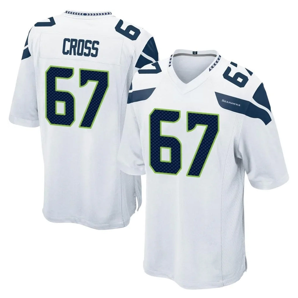 S.Seahawks #67 Charles Cross Player White Home Game ROCER Stitched Jerseys