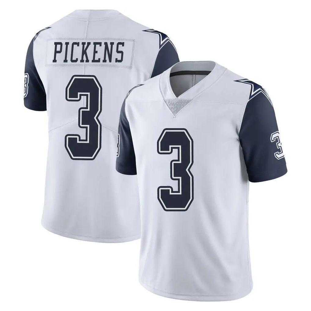 D.Cowboys #3 George Pickens Player White-Navy Limited Color Rush Vapor Untouchable Home Game ROCER Stitched Jerseys