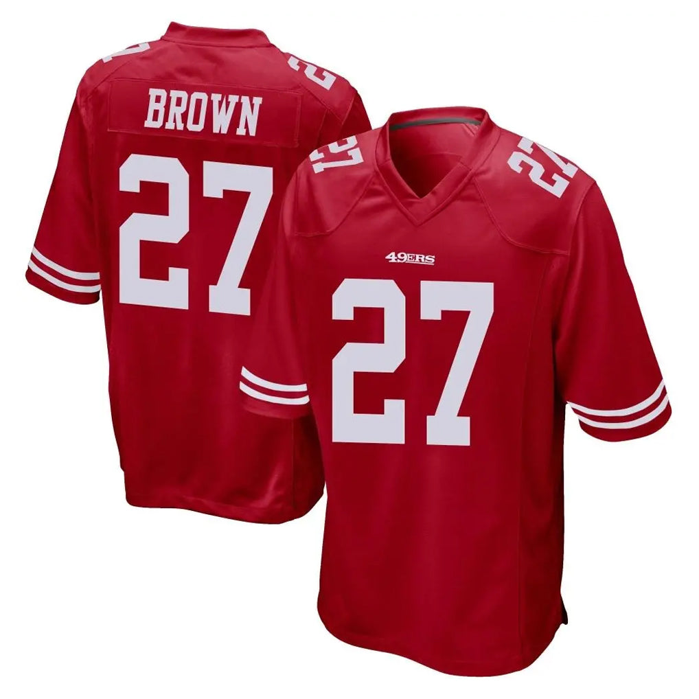 SF.49ers #27 Ji'Ayir Brown Player Red Home Game ROCER Stitched Jerseys