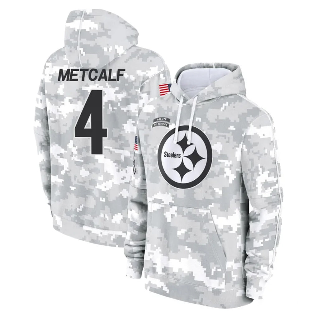 P.Steelers #4 DK Metcalf Player Arctic Camo Limited Salute to Service Pullover Hoodies Game ROCER Stitched Jerseys