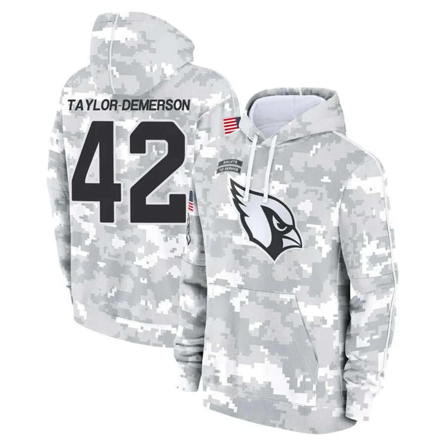A.Cardinals #42 Dadrion Taylor-Demerson Player Camo Salute to Service Hoodies ROCER Stitched Jerseys