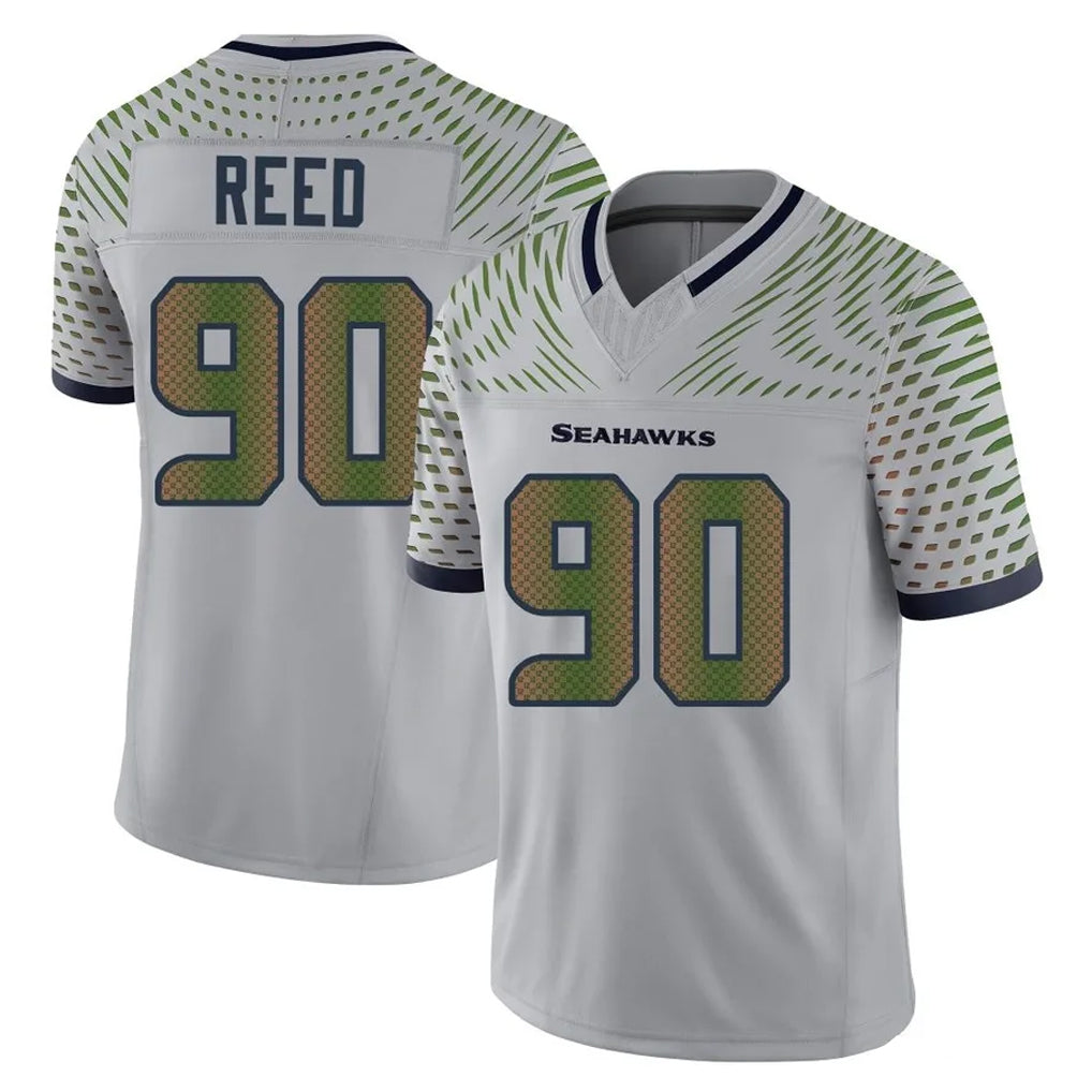 S.Seahawks #90 Jarran Reed Player Grey Limited 2025 Rivalries Collection Home Game ROCER Stitched Jerseys