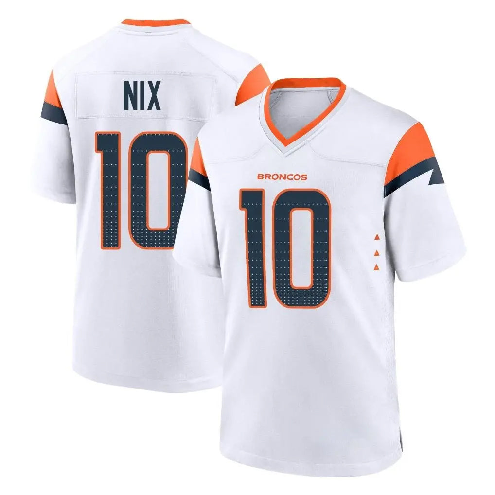 D.Broncos #10 Bo Nix Player White Home Game ROCER Stitched Jerseys
