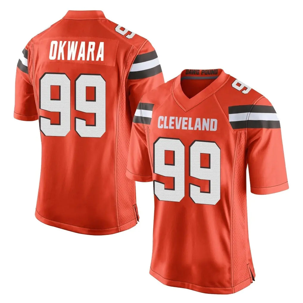 C.Browns #99 Julian Okwara Player Orange Vapor Limited Home Game ROCER Stitched Jerseys