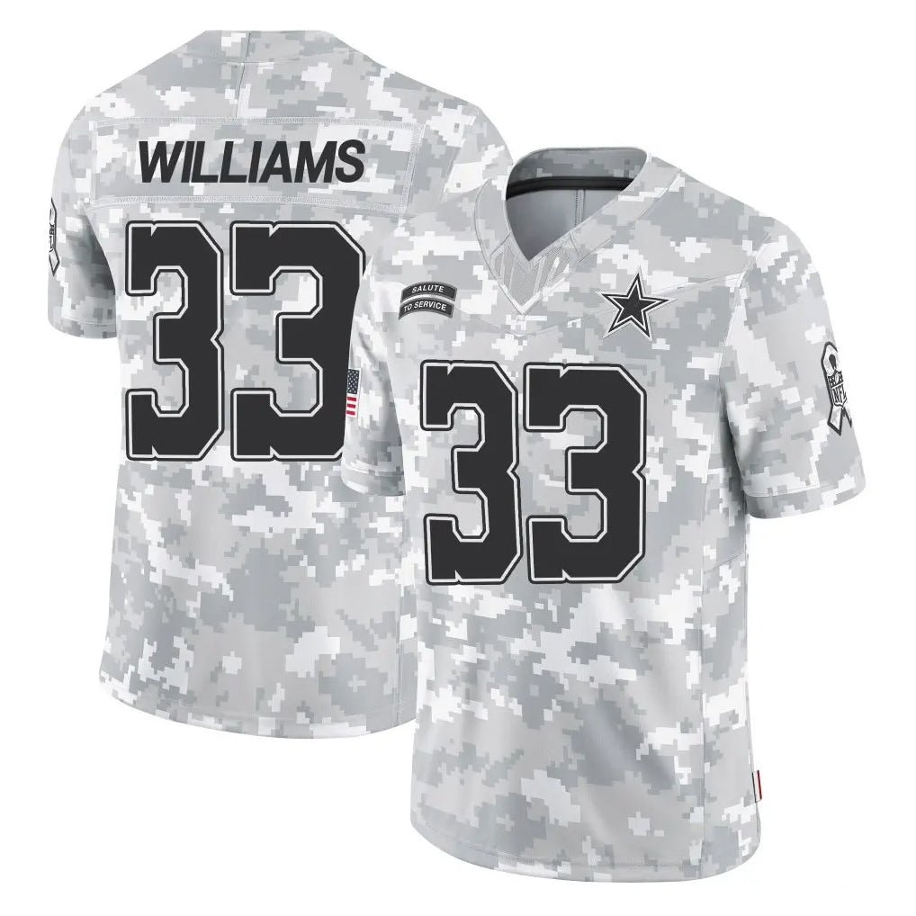 D.Cowboys #33 Javonte Williams Player Arctic Camo Salute to Service Limited Home Game ROCER Stitched Jerseys