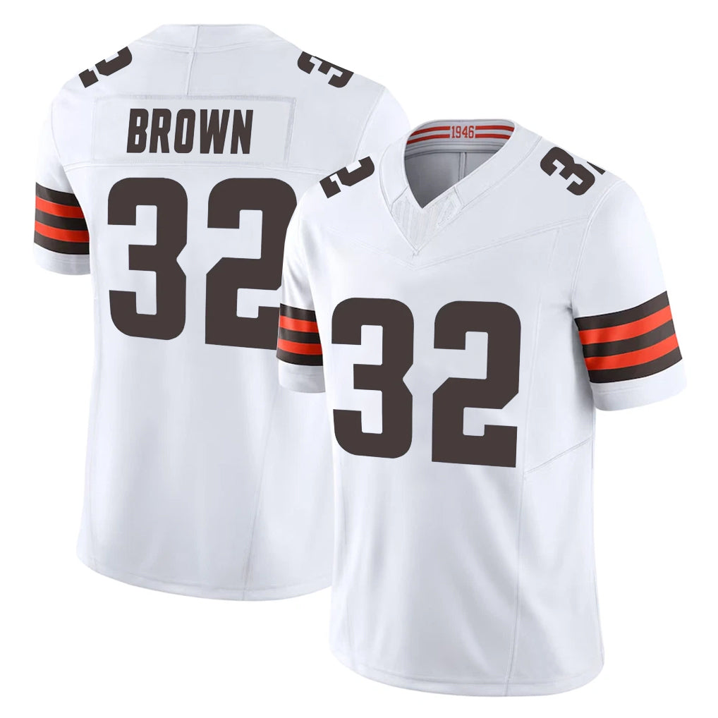 C.Browns #32 Jim Brown Player White Vapor F.U.S.E. Limited Home Game ROCER Stitched Jerseys