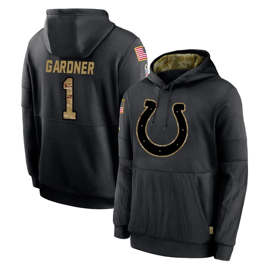 IN.Colts #1 Sauce Gardner Player Black Salute to Service Hoodies Limited Game ROCER Stitched Jerseys
