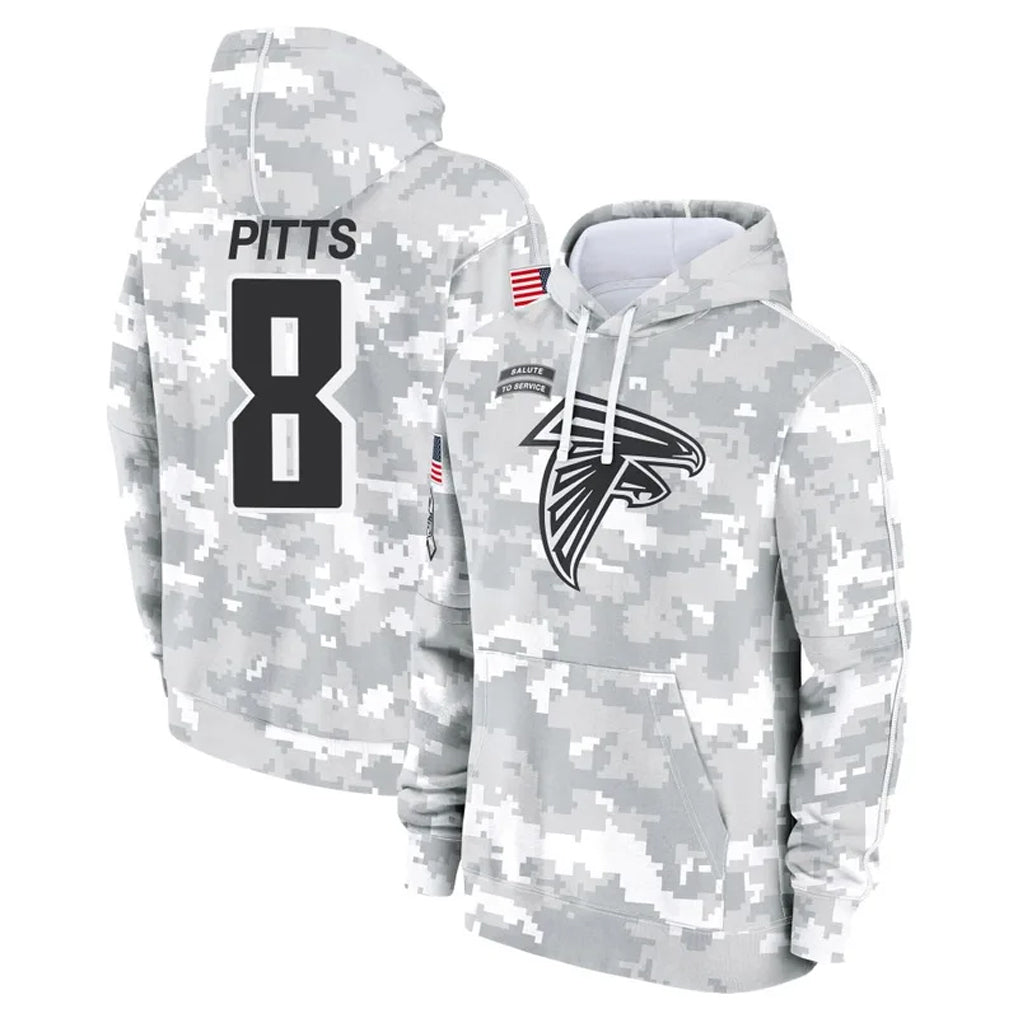 A.Falcons #8 Kyle Pitts Sr. Player Arctic Camo Salute to Service Limited Hoodie ROCER Stitched Jerseys
