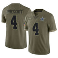 D.Cowboys #4 Dak Prescott Player Olive Salute to Service Limited Game ROCER Stitched Jerseys