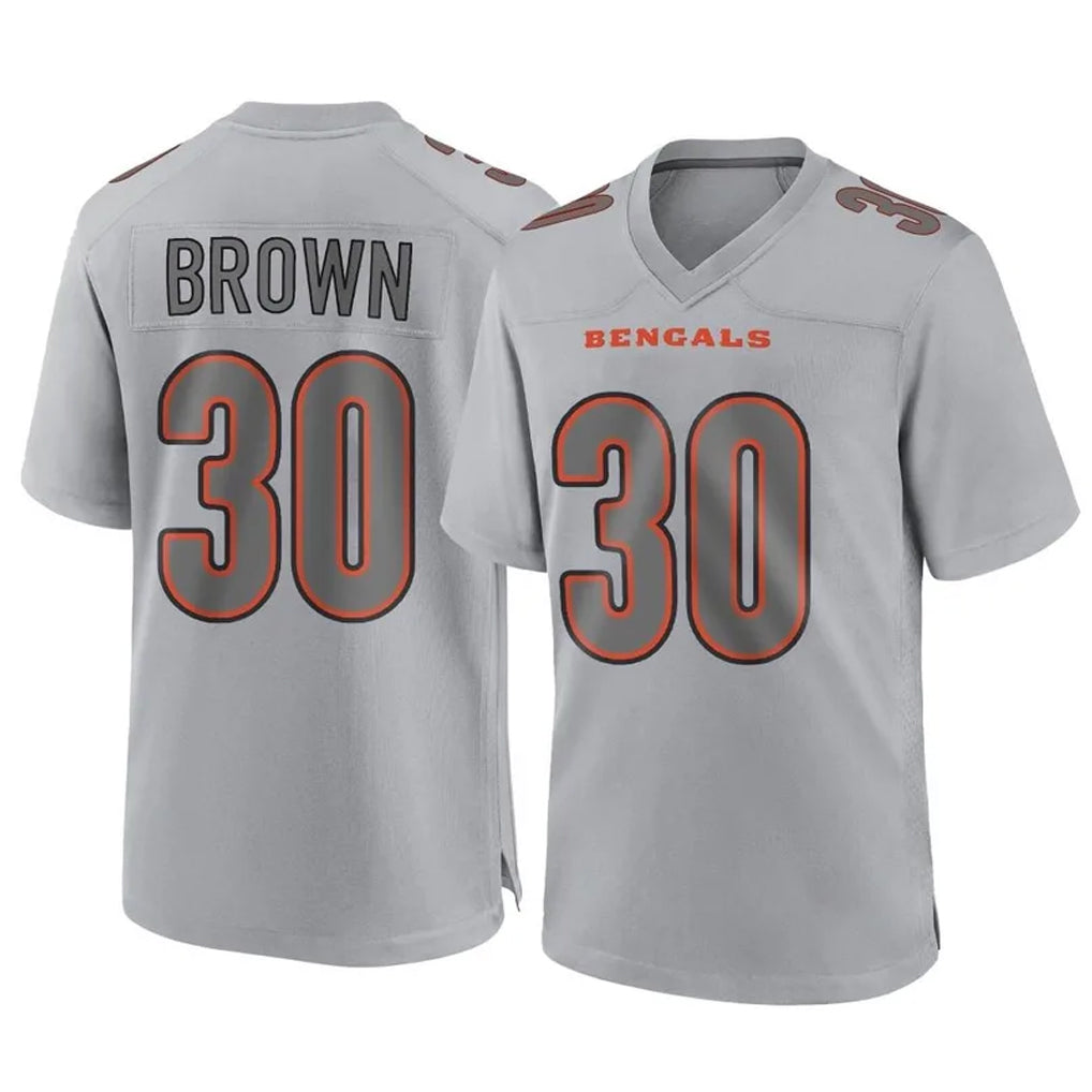 C.Bengals #30 Chase Brown Player Gray Atmosphere Fashion Game ROCER Stitched Jerseys