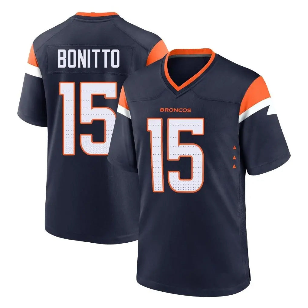 D.Broncos #15 Nik Bonitto Player Navy Home Game ROCER Stitched Jerseys