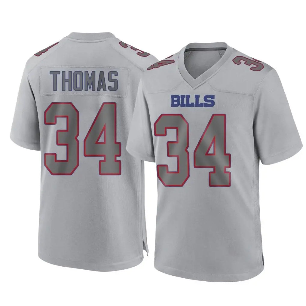 B.Bills #34 Thurman Thomas Player Gray Fashion Home Game ROCER Stitched Jerseys