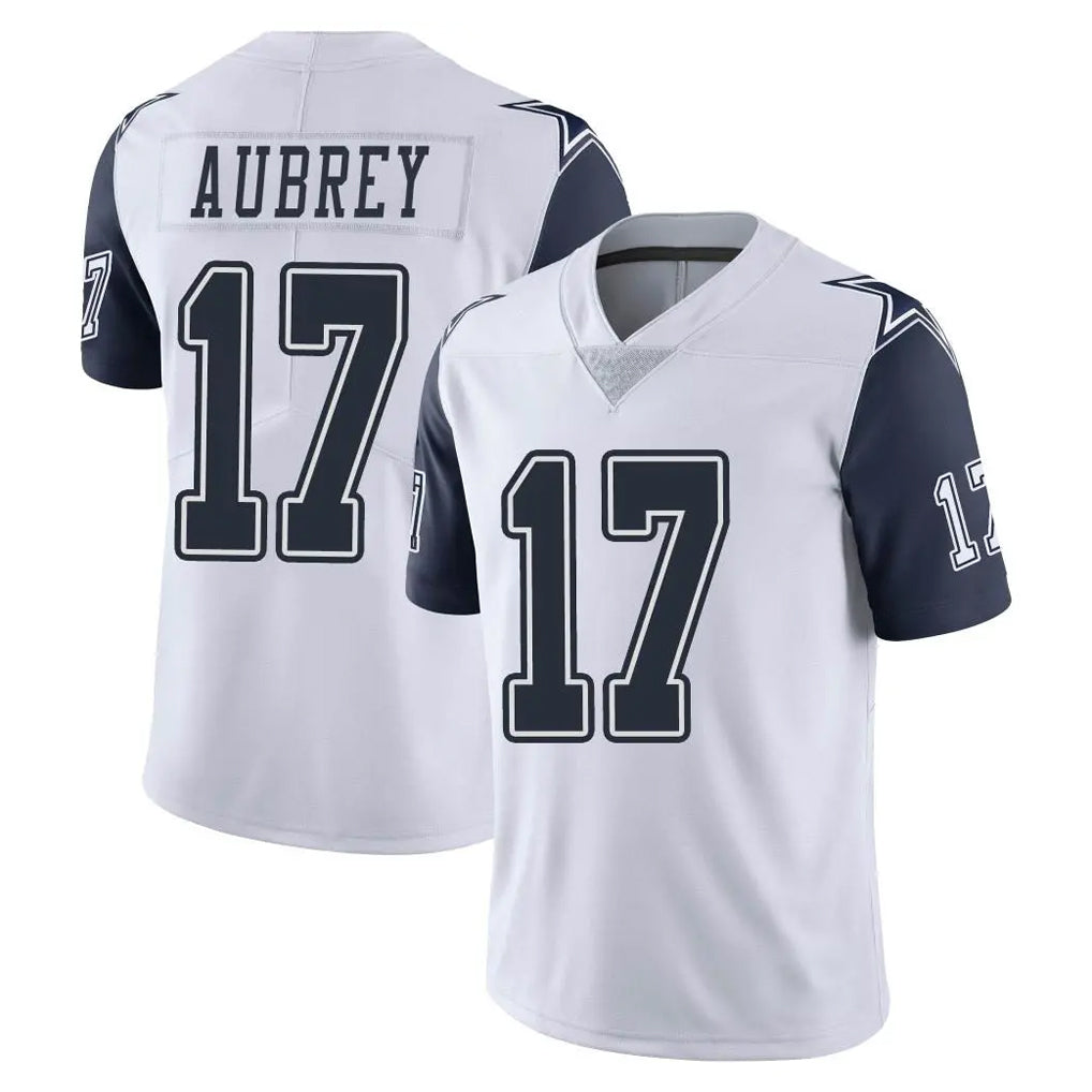 D.Cowboys #17 Brandon Aubrey Player White-Navy Limited Color Rush Vapor Untouchable Home Game ROCER Stitched Jerseys