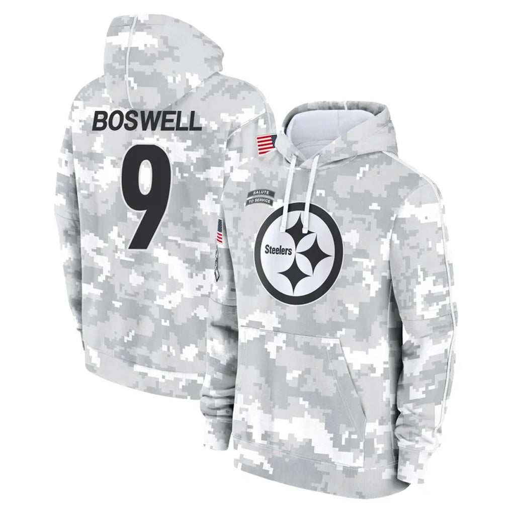 P.Steelers #9 Chris Boswell Player Arctic Camo Limited Salute to Service Pullover Hoodies Game ROCER Stitched Jerseys