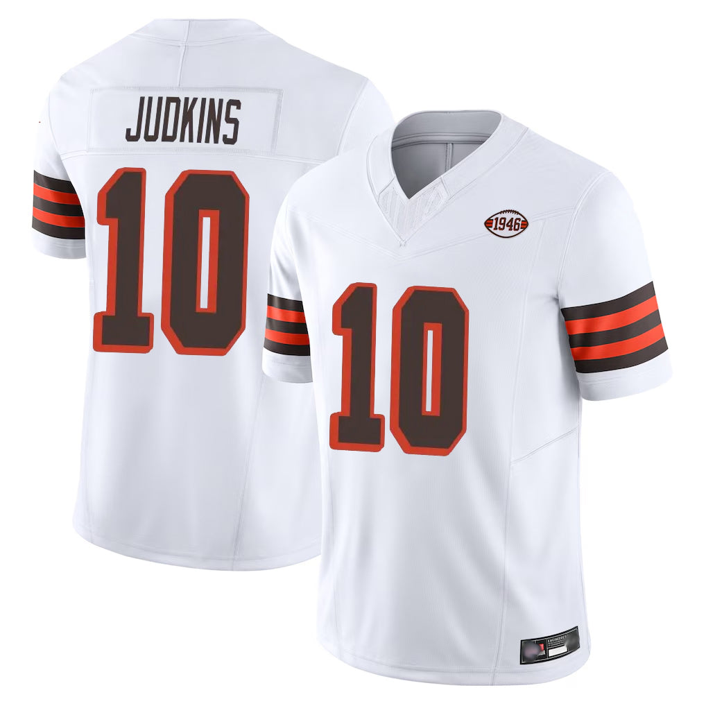C.Browns #10 Quinshon Judkins Player White Limited Vapor F.U.S.E. Alternate Game ROCER Stitched Jerseys