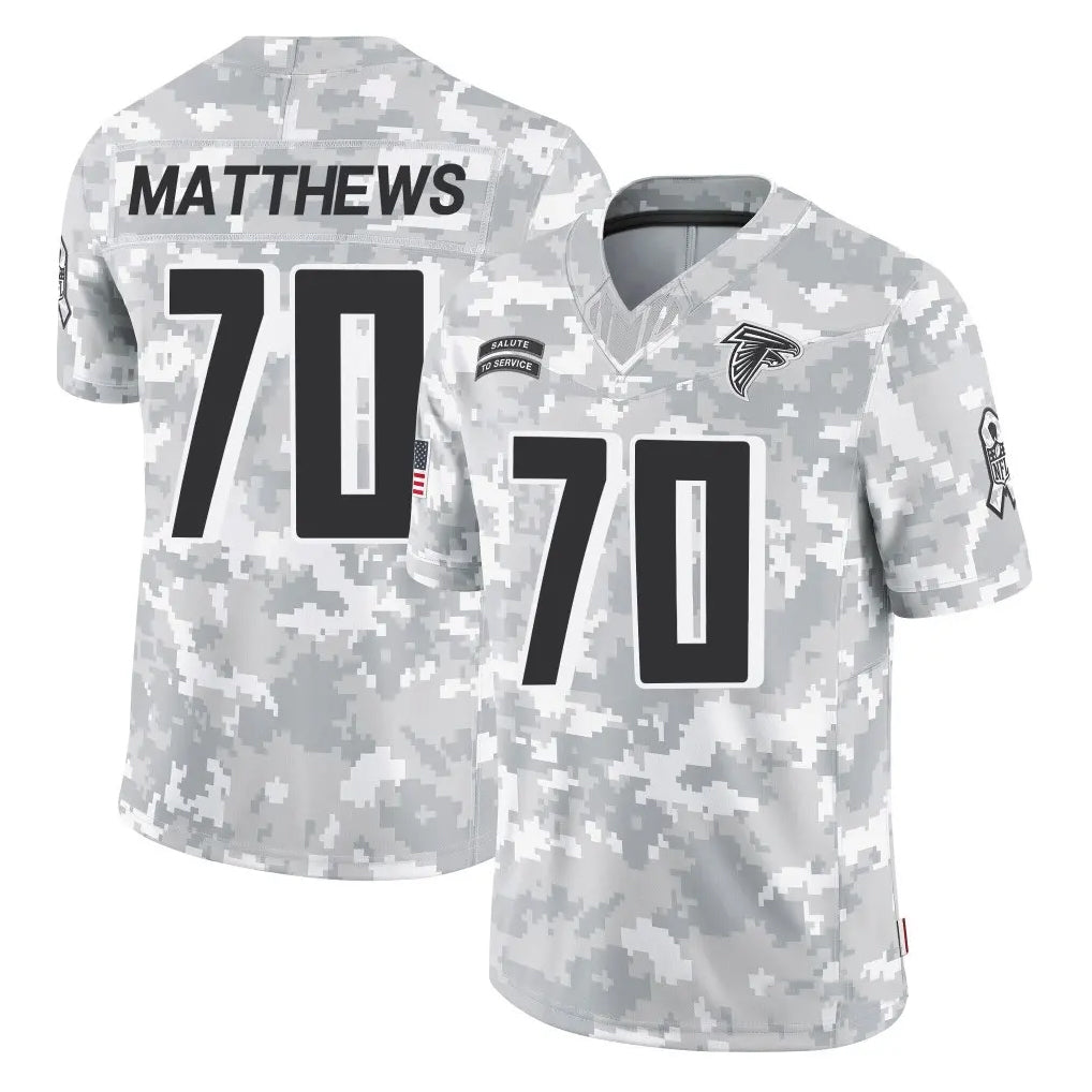 A.Falcons #70 Jake Matthews Player Arctic Camo Salute to Service Limited ROCER Stitched Jerseys