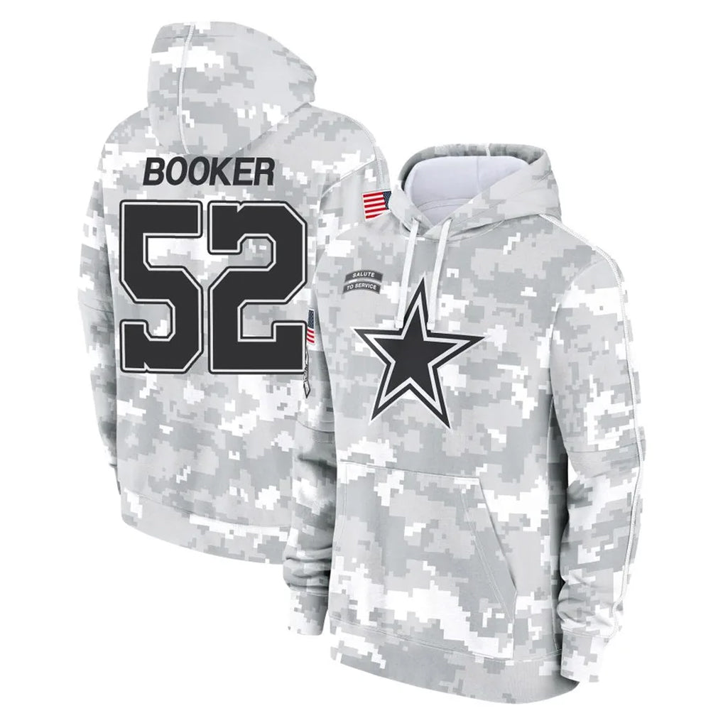 D.Cowboys #52 Tyler Booker Player Arctic Camo Salute to Service Hoodies Limited Game ROCER Stitched Jerseys
