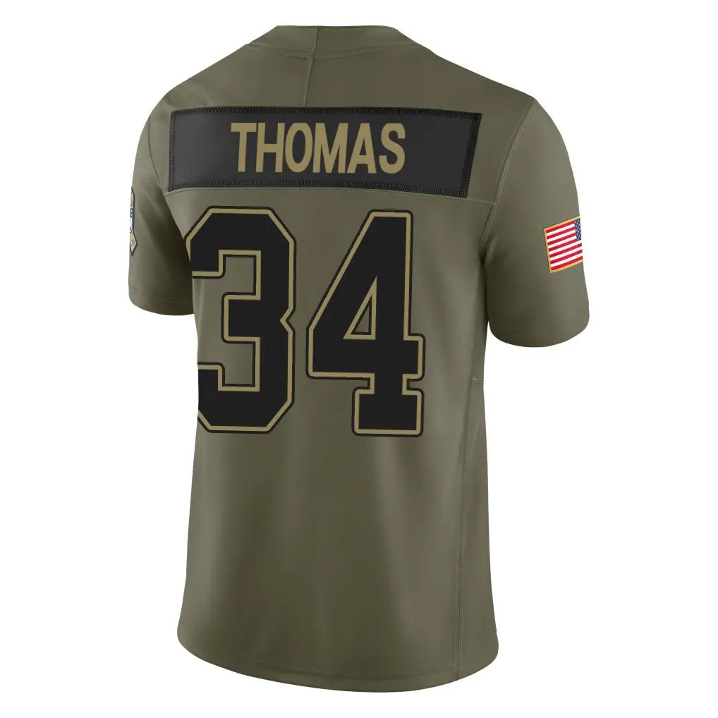 B.Bills #34 Thurman Thomas Player Olive Salute To Service Limited Game ROCER Stitched Jerseys